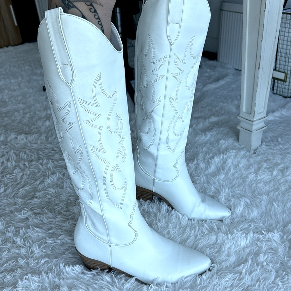 Tall White Western Boots - Billini Urson
